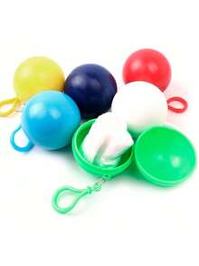 معطف مطر ملون صغير محمول قابل للتخلص منه ومقاوم للماء للبالغين مع سلسلة مفاتيح