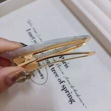 1pc/2pcs Seamless Acetate Fiber Hair Clips, Black & White, Acrylic Crocodile Skin Hair Clips, Cute Bangs Hair Accessories, Claw Clips, Hair Claws, Clips For Hair, Hair Slide, Hair Barrettes