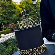 1pc/3pcs/6pcs Golden Acrylic Happy Birthday Big BOSS Cake Topper,For Birthday Party DIY Cake Dessert Decoration Supplies