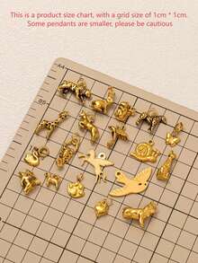 1 件时尚精致金色不锈钢动物系列马、鸟、飞猪、蝎子、斑马、老虎、长颈鹿吊坠，适用于 DIY 项链、手链、耳环、钥匙扣、包链、蕾丝扣、女士珠宝配饰、DIY 配件 - 金色 - 查看 2