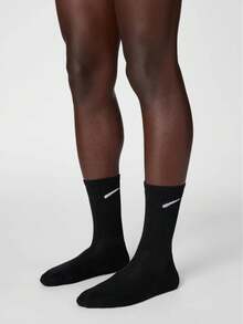 6/12 đôi tất thể thao chạy bộ cỡ lớn châu Âu màu đen trắng trơn, dài đến giữa bắp chân, làm từ chất liệu cotton, đa năng, thấm hút mồ hôi và thoáng khí. - Nhiều màu - Xem 5