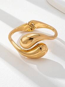 1 Vòng tay dạng vòng tròn thiết kế bất đối xứng cỡ lớn thời trang dành cho nữ, đeo hàng ngày, dự tiệc, hẹn hò - Vàng - Xem 2