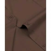 Womens Classic - Fit Dress Shirts Long Sleeve Button Down Wrinkle - Stretch Solid Casual Work Office Blouse Top - 棕色+小號 - 查看 3