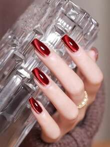 NAI SHI Nail Polish 12ML Capacity, 2025 Autumn And Winter Season, New Year New Style, Women's Gift With Dazzling Glass Beads, Titanium Gold Red Mirror, Wine Red Ruby Crystal Cat Eye Gel Nail Polish. Suitable For All Seasons, Wine Red Translucent Cat Eye Magnetic Nail Beauty. Use With Base Coat And Top Coat, Requires UV Lamp. - Multicolor - View 10