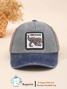1 gorra de béisbol bordada con dinosaurio para niños de 2 a 8 años, adecuada para actividades al aire libre, ciclismo, deportes, etc. - Gris - Ver 4