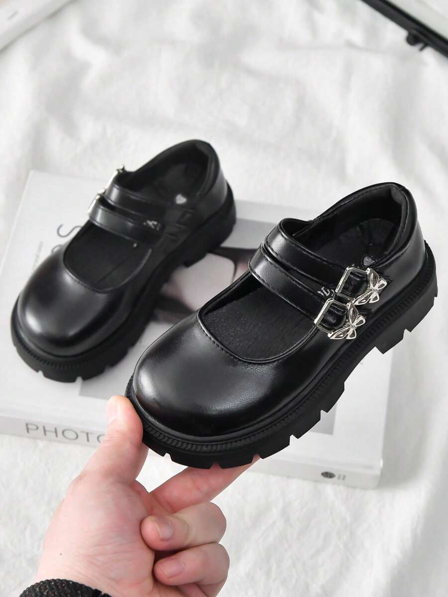 1 Pair Of New Style Girls' Fashionable Flat Shoes British Style Mary Jane Shoes, Lightweight And Comfortable Children's Black Matte Leather Shoes, Suitable For Activities And Performances, Suitable For Spring And Autumn, School Event Formal Shoes