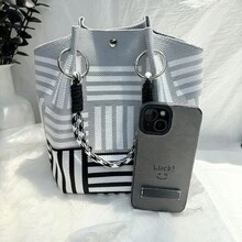 1 件心形条纹花卉手提包，大容量手提包，优雅旅行多功能手提包，配有可拆卸肩带 - 彩色 - 查看 8