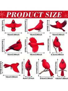 20/10 szt. Dekoracja choinkowa Czerwony Ptak, Drewniana dekoracja świąteczna Czerwony Ptak, Choinka, Wianek, Kominek, Schody, Wiszące ozdoby świąteczne, Sztuczny Ptak, Dekoracja świąteczna w stylu noworocznym Czerwony Ptak