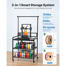3D Printer Filament Storage Rack, 3-Tier 3D Printer Stand With Filament Storage, Spools Holder Racks Cart With Wheels, Filaments Organzied For 3D Printing Station, Office, Workshop (Shelf Only) - US B Type Plug(110-127V) - View 2