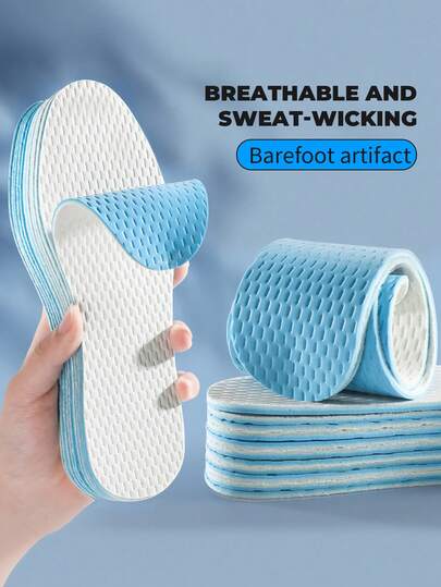 1 双男女通用乳胶吸汗透气鞋垫，超柔软可修剪，适合穿不穿袜子的鞋子、运动鞋、休闲鞋和运动鞋