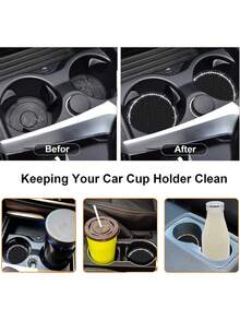 1 pieza/2 piezas posavasos para portavasos de coche, posavasos brillante para insertar portavasos, posavasos universales antideslizantes para automóviles incrustados en adornos, accesorios de automóvil interno, alfombrilla de silicona de 7 cm/2,75 pulgadas, lote de almohadillas de goma redondas de cristal suave con pedrería para bebidas automotrices, accesorios de automóvil interno - Talla única - Ver 8