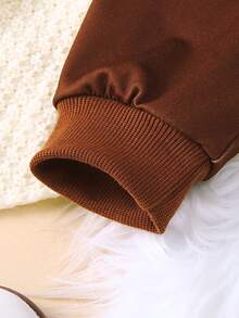 Conjunto de 2 peças para meninas, blusa de manga comprida com estampa de letras "Peru" e "Maçã" e calças com estampa de maçã, para atividades ao ar livre, Ação de Graças, outono/inverno