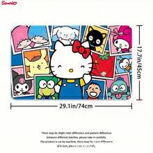Sanrio 3-Piece Hello Kitty Bathroom Set, Includes Waterproof Shower Curtain, Toilet Lid Cover, Bath Mat, U-Shaped Mat, Comes With 12 Hooks, Available In Pink, Blue, And Full Family Characters, Suitable For Home And Bathroom Decor Christmas Decor