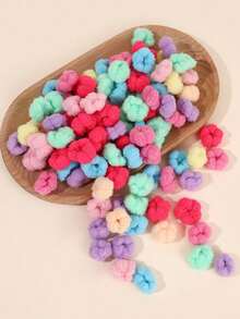 100 piezas/paquete Scrunchies de color aleatorio para niñas bebé, gomas elásticas para coleta, trenzas, uso diario y de viaje - Multicolor - Ver 9