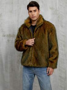 Herren Jacke mit Kunstpelzkragen, Kurze Jacke, Herbst/Winter