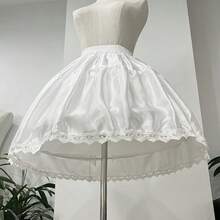 1pc Satin Lace Trim Puff Skirt, Retro Sweet Lolita Style Underskirt, Suitable For Daily Wear, Anime Convention, Tea Party - Multicolor - View 3