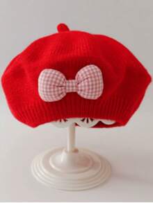 1pc Solid Color Knit Beret Hat For Baby Girls, Korean Style Infant Princess Artist Painter Cap - Multicolor - View 21
