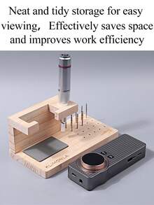 1 قطعة رف تنظيم مثقاب الأظافر من البلاستيك باللون الأبيض/الوردي/الأسود/البنفسجي/الأزرق، بتصميم ياباني من الخشب لتخزين وعرض أدوات مثقاب الأظافر على المكتب مع تصميم مانع للانزلاق، مناسب لصالون الأظافر