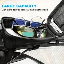 Soporte para teléfono móvil en el manillar, bolsa soporte para teléfono de bicicleta, soporte para teléfono de bicicleta con pantalla táctil para marco delantero, para motocicleta, e-bike, bolsa giratoria 360° a prueba de agua para teléfono celular