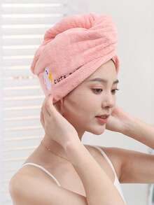 Cartoon bestickter Hut mit wehenden Haaren, Damen Badehaube mit wasserabsorbierender Dreieckskappe, wasserabsorbierende Haartrocknertücher, Damen Schnelltrocknende Haartücher, hochabsorbierende Korallsamt Damen Haartuchset, Schule, Reise, Urlaubsartikel, Haaraccessoires für Damen, Haare, Reise, Haarprodukte, Haarwerkzeuge, Harzeug, Friseur, Friseurzubehör, Friseursalon, Friseurausrüstung