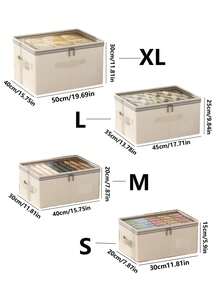 1pc Dustproof Cotton And Linen Clothes Storage Box With Cover, Thickened Washable Clothes Storage Box, Dormitory Wardrobe, Pants Storage Basket - Multicolor - View 2