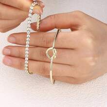 Kit Of 2 Luxury Women's Bracelets: Heart Knot Bracelet + Zirconia Bracelet - 金色 - 查看 4