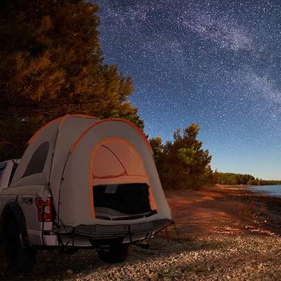 Truck Bed Tent, 5.5'-6' Pickup Truck Tent With Rain Layer And Carry Bag, Waterproof PU2000mm Double Layer Truck Tent For Camping, Accommodate 2-3 Person, For Camping Traveling Outdoor Activities