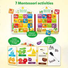 忙碌板蒙特梭利幼儿玩具，教育学习感官忙碌书，ActivToddler 女孩飞机汽车旅行玩具教育安静书 - 彩色 - 查看 5