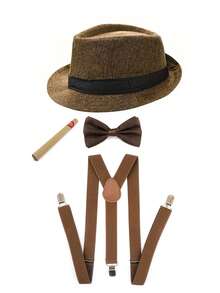 D EXCEED 3/4/5/8 件套 1920 年代咆哮年代男士帽子、领结和 Y 型吊带 – 适用于 1920 年代复古婚礼、复古地下酒吧之夜、装饰艺术主题舞会、盖茨比风格花园派对 - 彩色 - 查看 18