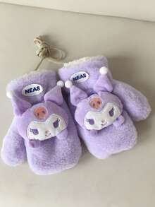 Sanrio قفازات كورية صغيرة جديدة للخريف والشتاء، مطرزة برسوم كرتونية جميلة، سميكة ودافئة من الفرو