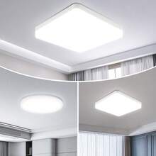 LED Ceiling Light, Home LED Light, White Frame Flat Panel Light, Bedroom Flush Mount Light, Home Lighting, 6500K, 110V/220V Universal, LED Room Light, High Brightness, Flicker-Free, Square/Round Pendant Light, Indoor Lighting Suitable For Home/Bedroom/Room/Hallway/Kitchen/Bathroom/Apartment/Balcony/Office - White Panel Ceiling Light - View 3