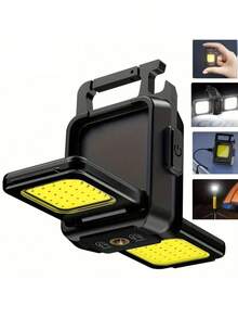 Keychain Light Mini LED Flashlight, Multifunctional USB Rechargeable Work Light, With Built-In 800mAh Battery Fishing Emergency Flashlight - Black - View 2