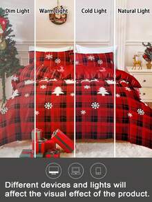 3 件套圣诞驯鹿圣诞树印花羽绒被套套装（1 个羽绒被套和 2 个枕套）柔软亲肤羽绒被套床上用品套装，适合家庭使用，四季床单套装圣诞礼物 - 彩色 - 查看 8