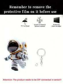 1 Astronaut Pattern 2D Acrylic Keychain, Car Rearview Mirror Ornament, Suitable For Bags, Keychains, And Interior Decoration, Is The Perfect Choice For Space Enthusiasts, As Well As The Best Gift For Father's Day, Graduation Season, Birthdays, Halloween, Christmas Decorations, Holiday Gifts Bag Charms Car Accessories Teacher Friend Sister Gift Ideas - Multicolor - View 7
