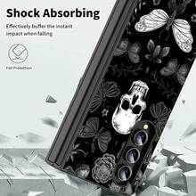 Funda plegable para teléfono compatible con Sam Galaxy Z Flip 3 4 5 6 7 con estampado de flores, animales y galaxia. Diseño de funda plegable para Moto Razr 40 50 60 Ultra, funda de teléfono linda para niñas y mujeres - Mariposa calavera polilla - Ver 5