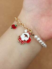 1 Pc Personalized Christmas-Themed Bracelet With Stylish Santa, Reindeer, And Snowflake Patterns And Bells. A Christmas Wrist Accessory Perfect As A Small Gift Or Souvenir For Christmas Parties, Birthday Parties, Holiday Gatherings, Or Family Get-Togethers, Ideal For Giving To Friends And Family