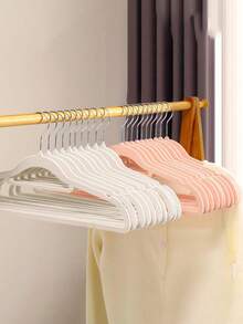 1pc/10pcs/20pcs White, Pink, Black, Gray Plush Clothes Hangers For Home Use, No Trace, Anti-Shoulder Corner, Anti-Slip, Can't Lift Bags, Clothes Drying Support, Organizer, Dry And Wet Dual-Use (Slight Color Difference Defects Do Not Affect Use)