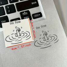 1/3PCS I'm Fine Funny Sarcastic Metal Stickers - Waterproof Glossy Paper Laptop Decals With Humorous "I'm Fine" Design, Easy Peel & Stick For DIY Tech Accessories (One-Time Use) - Silver - View 9