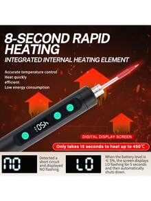 USB Rechargeable Soldering Iron Kit, Portable Soldering Tool With Adjustable Temperature Control, Non-Slip Handle, PVC Material, Compatible With PC And Electrical Instruments, No Assembly Required