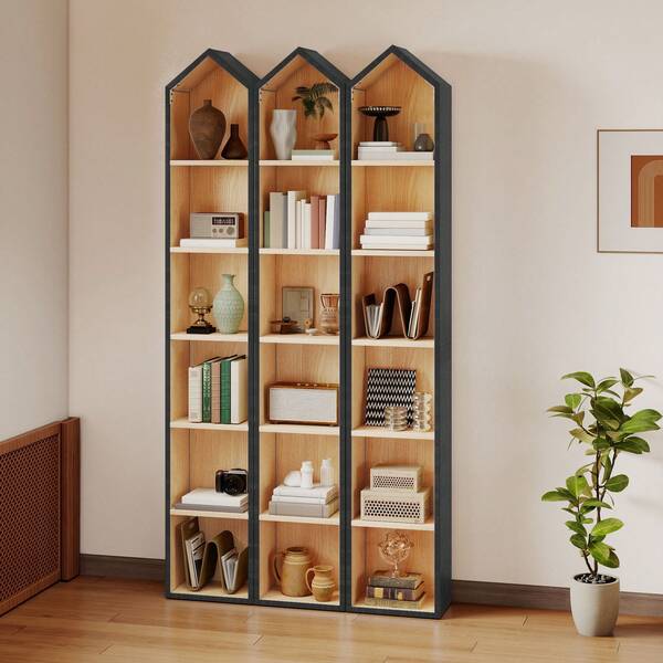 BALCONERA 6-Tier Bookshelf (180 X 23.5 X 30cm) – White Frame & Natural Oak Interior Bookcase Unit, Space-Saving Design For Home & Office (White & Oak)