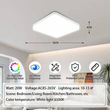 LED Ceiling Light, Home LED Light, White Frame Flat Panel Light, Bedroom Flush Mount Light, Home Lighting, 6500K, 110V/220V Universal, LED Room Light, High Brightness, Flicker-Free, Square/Round Pendant Light, Indoor Lighting Suitable For Home/Bedroom/Room/Hallway/Kitchen/Bathroom/Apartment/Balcony/Office - White Panel Ceiling Light - View 18