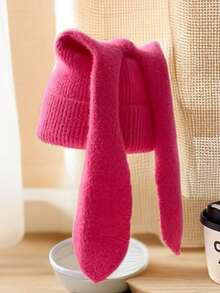 1 pezzo Cappello beanie lavorato a maglia con orecchie da coniglio lunghe e soffici, berretto a cuffia con coniglietto, adatto a donne e uomini, ideale per l'inverno e il freddo, regalo per neve, sci, corsa e viaggi
