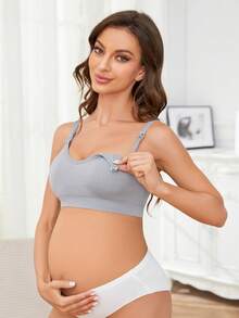 Set de 5 sujetadores de maternidad y lactancia, con escote en V sexy y cierre delantero, con almohadillas desmontables y diseño de doble gancho, de tela de nailon suave y sin costuras, con cobertura completa y antidescolgamiento, aptos para dormir, embarazo, posparto, todo el año y Navidad - Multicolor - Ver 6