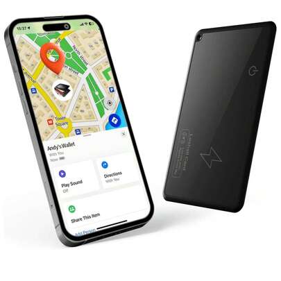 可充电无线智能薄卡追踪器，用于“查找我的”（仅限 iOS），钱包防丢失追踪器，物品钥匙查找器，用于行李标签、护照、笔记本电脑、包等，GPS 返校礼物