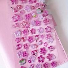 1pc Pink Cherry Blossom 3D Stickers - Self Adhesive Plastic Flower Stickers With Crystal Decoration, Glossy Finish, For DIY Crafts, Scrapbooking, Phone Cases, Tablets And Laptops | Fantasy Themes, Asymmetrical Shapes, Floral Decorations, Cherry Blossom Pieces - one-size - View 6