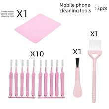 12pcs/13pcs/15pcs/9pcs/18pcs Smartphone Charging Port Cleaning Kit, Computer Keyboard Cleaning Tools, Shower Head Hole Drain Cleaner, Gap Cleaning Brush, Plastic Mini Brushes, Keyboard Cleaning Cloth, Phone Anti-Dust Plugs, Cleaning Set, Small Gift - Pink Combination Set - View 15