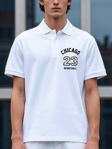 Customized Men's Polo Shirt, Tribute To #23, Chicago, Signature Font, Input Text To Create Exclusive Gift, For Friends And Family
