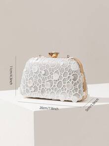 Silvery Flower Sequin Crossbody StylishSilver Purse For Women, ElegantRandom FloraEmbroidered EveningSilver Clutch Bag,Prom AccessoriesBridesmaid Gifts,Fashion Retro ChainEvening Bag, Mini Box Bag For PartyGirls,Bride,College Students, Rookies &White-Collar Workers For Party, Prom,Wedding Summer Bag,Beach Bag,Vacation Bag,Holiday Bag