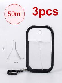 1套4件便捷式50ml卡式喷雾瓶，配硅胶盖，挂钩，漏斗，小号酒精洗手液喷雾瓶，独立香水瓶，化妆水，驱蚊消毒瓶，便携香水喷雾瓶，超细雾化洗面水瓶，喷雾瓶，小号酒精消毒喷雾瓶