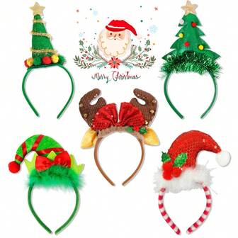 1 pieza Diadema navideña, accesorio para fiesta, diseño de renos y árbol de Navidad, adecuado para fiestas navideñas, apto para regalar y decorar, decoraciones navideñas esenciales para el hogar, diadema, aro para el cabello, diadema para mujeres